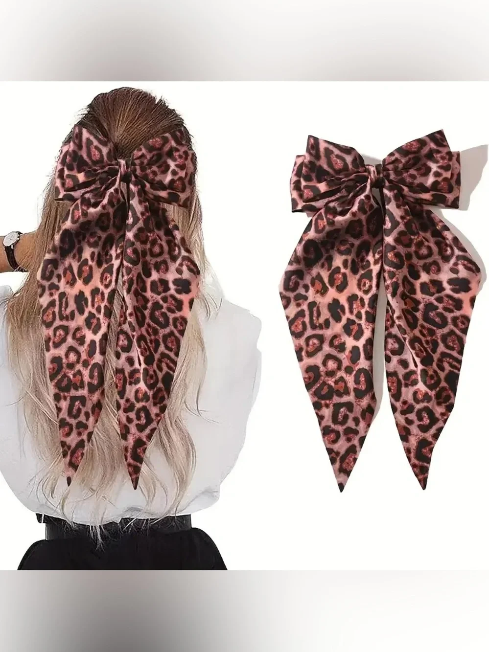 Large Silk Leopard Print Bow - Choose 1